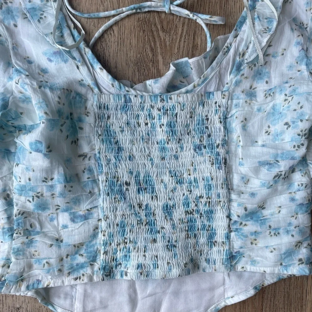 Free People Floral another life Smocked Back Top | XS | Cottagecore Romantic